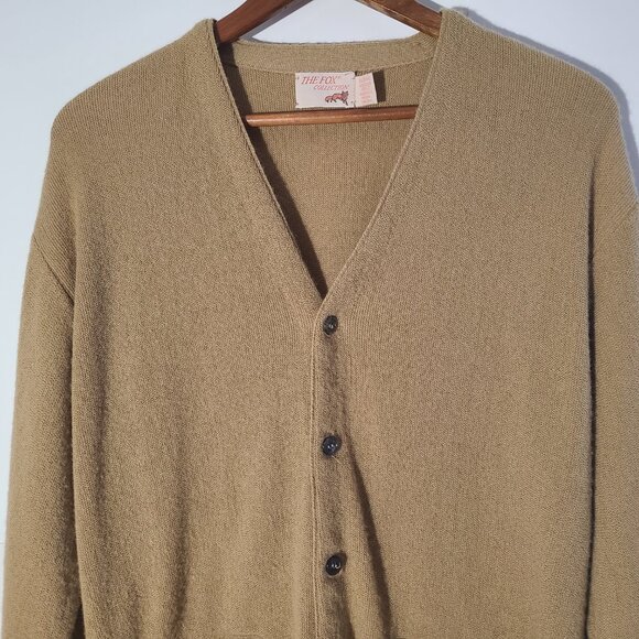 Vintage 80s The Fox Collection Biege Men's Cardigan Size Large Made in USA - Picture 2 of 4